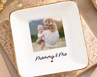 Gepersonaliseerd sieradenbakje voor moeder en dochter, ringbakje met foto, aandenken voor moeder en dochter, Moederdagcadeau voor mama