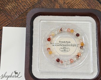 Multicolor Koi Flower Crystal, Rainbow Sparkle Bead Bracelet, Colorful Gemstone Stretch Bracelet, Handmade Jewelry