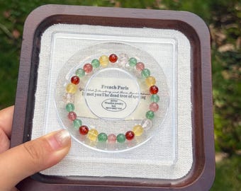 Christmas Limited Edition Crystal Bracelet - Green Strawberry Quartz & Garnet