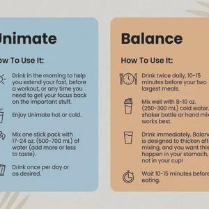 Paquete de 2 sobres de mezcla para bebida de apoyo al peso Unicity Balance sabor naranja y Unimate sabor limón. imagen 5