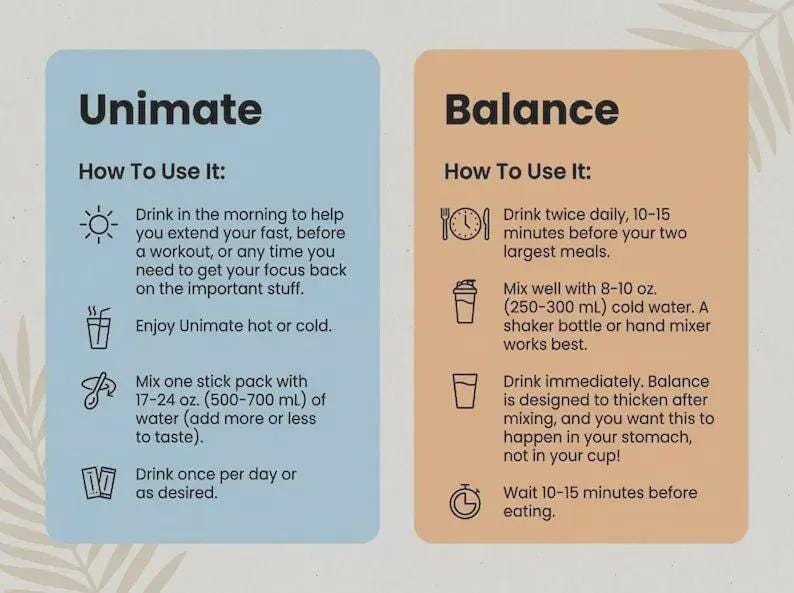 Paquete de 2 sobres de mezcla para bebida de apoyo al peso Unicity Balance sabor naranja y Unimate sabor limón. imagen 5