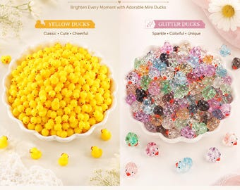 100Pcs Mini Resin Ducks Figurines Bulk | Tiny Duck Miniatures for Dollhouse, Fairy Garden, Aquarium, Terrarium, DIY Crafts & Party Favors