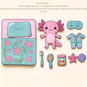 Axolotl Printable Paper Toy, DIY Bedtime Craft Kit for Kids, Digital Download