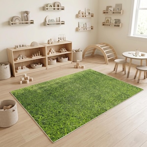 Tapis lavable à motif herbe pour décoration de salle de jeux et de jeux d'enfants