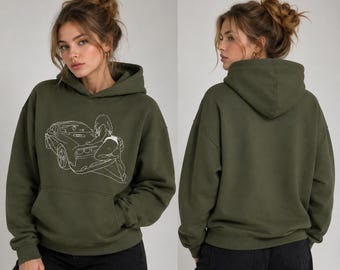 Militaire groene hoodie, fleece sweater met grafische afbeeldingen, uniseks streetwear-trui