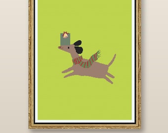 Weihnachtsstrickmuster Dackel | Intarsien-Farbmuster (PDF-Download)