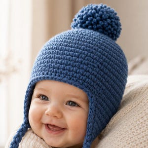 Chunky Crochet Earflap Hat Pattern, Baby Trapper Beanie PDF, Easy Beginner Crochet (Newborn-Toddler)