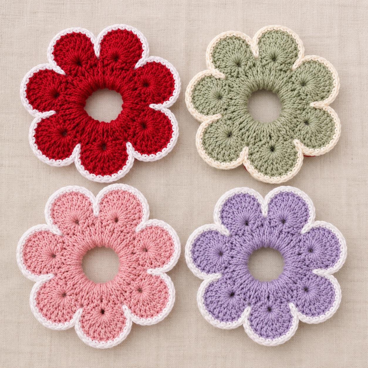 Daisy Bun Scrunchie Crochet Pattern