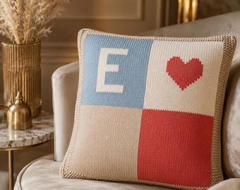 Alphabet Decke Strickmuster,Kissen PDF,Intarsien Buchstaben Block Individueller Name Stricken