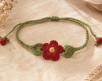 Häkelblume Armband Muster, Anfänger Boho Schmuck Anleitung (PDF Download)