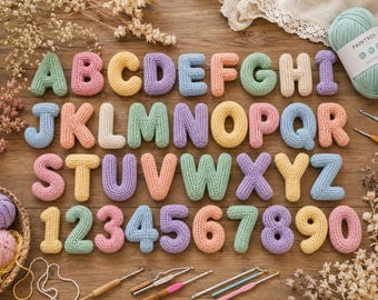 häkeln Alphabet und Zahlen-Muster-PDF | Plüsch Buchstaben Kissen Kissen 3D gefüllte Buchstaben A-Z 0-9Kinderzimmer