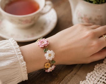 Gehäkeltes Blumenarmband Muster, Anleitung für Anfänger (PDF Download)