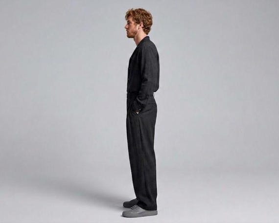 korean style dress pants Men's Black Wide Leg Trousers, High Waisted Pleated Pants, Old Money Tailored Slacks, Vintage Relaxed Fit Pants, Trousers korean pants outfit male