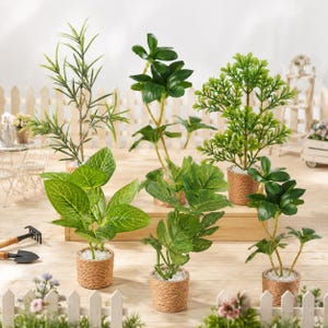 Pianta in miniatura in scala 1:12, pianta finta per casa delle bambole, piccolo vaso decorativo intrecciato, mini verde per diorama in scatola.