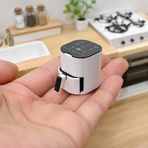 Freidora de aire en miniatura a escala 1:12, electrodoméstico de cocina para casa de muñecas, pequeño accesorio de cocina moderno para diorama de caja de habitación.