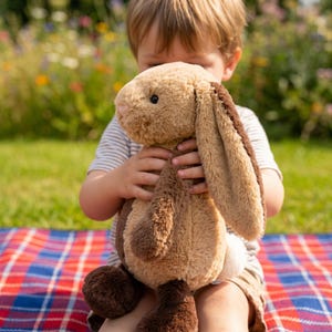 Jellycat Bashful Patchwork Braun Häschen Plüsch, Einzigartiges Patchwork GESCHENK für Kinder & Spielzeugsammler, Weicher Brauner Kuschelhase