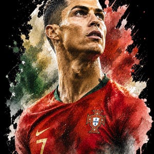 Cristiano Ronaldo Watercolor Poster Bundle, Portugal Football Art (Digital Download) image 3