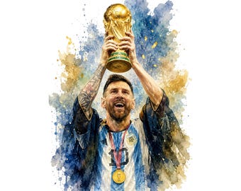 Lionel Messi Watercolor Poster Bundle, Argentina Football Art (Digital Download)