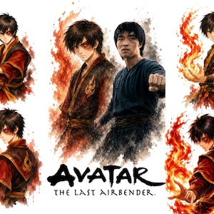 Zuko Watercolor PNG Bundle | Firebender Clipart, Fantasy Artwork (Digital Download)