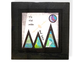 Love You to the Moon and Back 16x16, Black wooden Frame, I love you