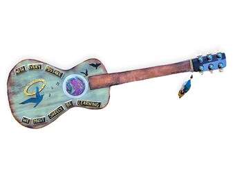 Handmade Wooden, Guitar Wall Art, Finished in a thick coat of resin  (38" Long)