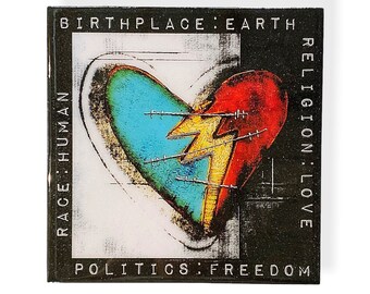 Freedom-Love-Earth 8x8 Wood Art Sign, Inspirational, Mantra, Modern Art