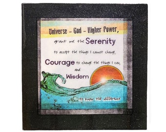 Serenity Prayer 16x16, Black wooden Frame, Great Spiritual gift. Finished in a crystal clear resin.