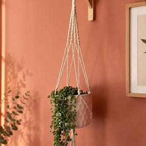Suspension Macramé pour Plante | Porte-Plante Suspendu en Coton Fait Main | Décoration Bohème Naturelle | Cache-Pot Suspendu | Cadeau Maison