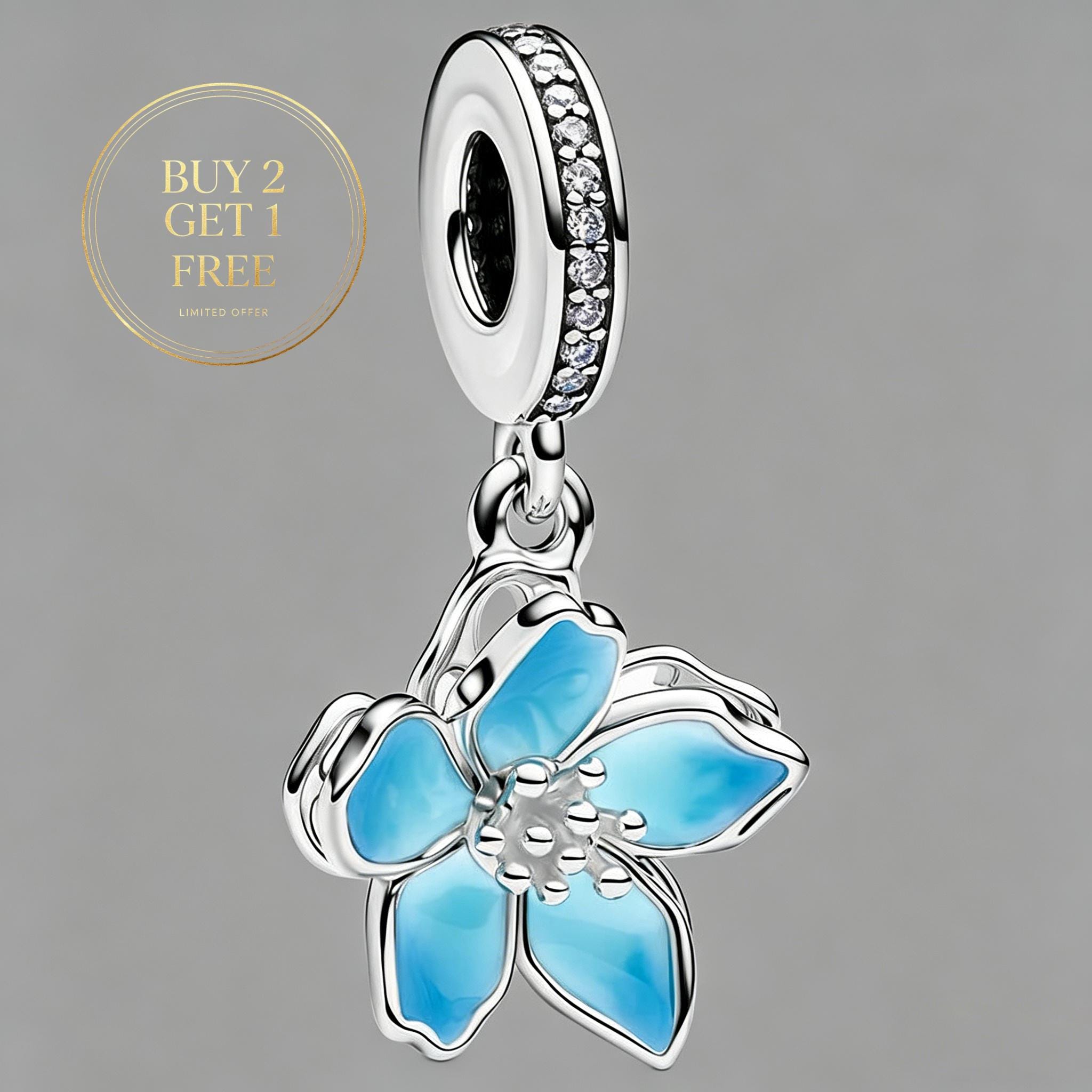 Pandora Blue Blossom Charm - Etsy