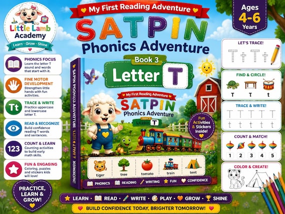 SATPIN Phonics Workbook | Letter T Reading Adventure (Ages 4-6) (Digital Download)
