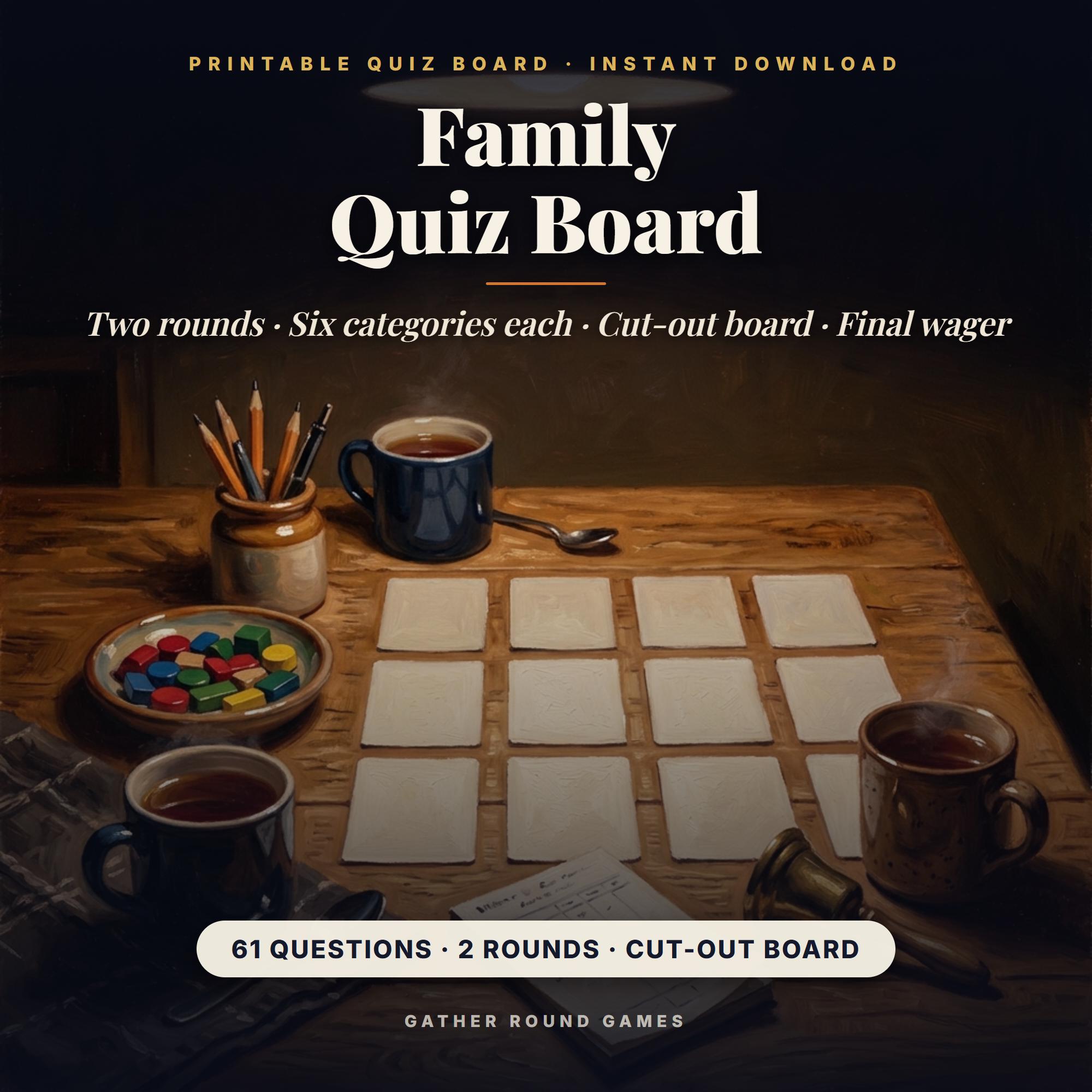 Family Quiz Board Game Printable