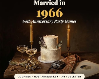 60th Anniversary Party Games, Married in 1966 Trivia Pack, 20 Printable Diamond Anniversary Games, Anniversary Games Printable
