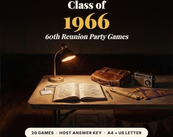Class of 1966 Reunion Games | 60th Class Reunion Party Pack, 20 Printable Reunion Trivia Games (Digital Download)