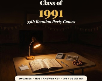 Class of 1991 Reunion Games | 35th Class Reunion Party Pack, 20 Printable Reunion Trivia Games (Digital Download)