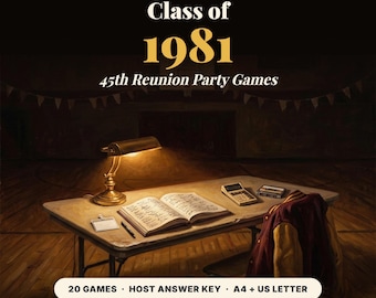 Class of 1981 Reunion Games | 45th Class Reunion Party Pack, 20 Printable Reunion Trivia Games (Digital Download)