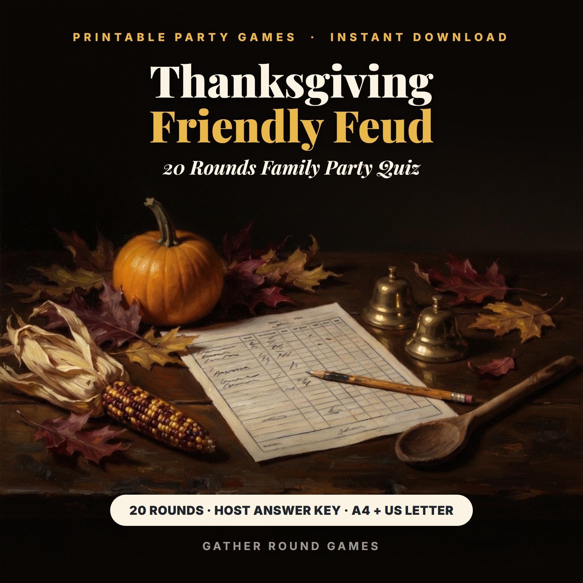 Thanksgiving Friendly Feud Game Printable