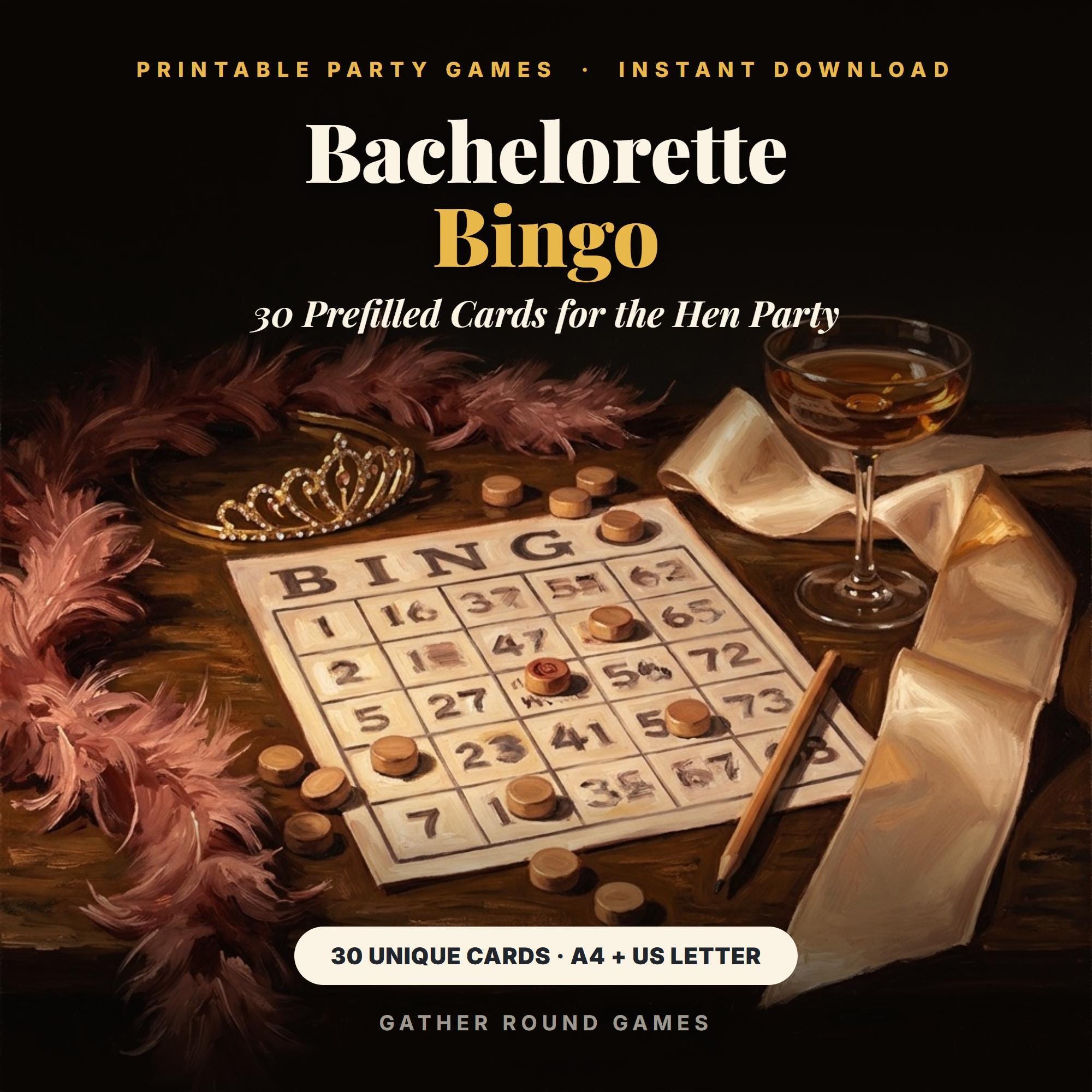 Bachelorette Bingo Game Cards