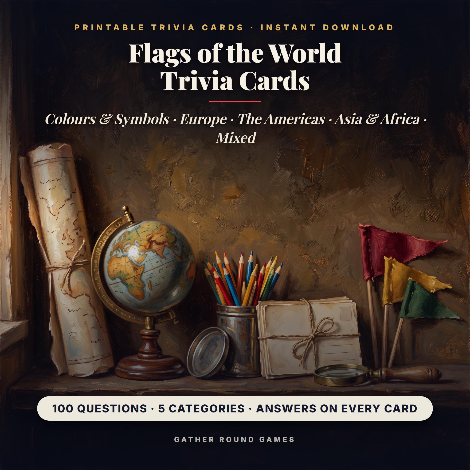 Flags of the World Trivia Cards Printable