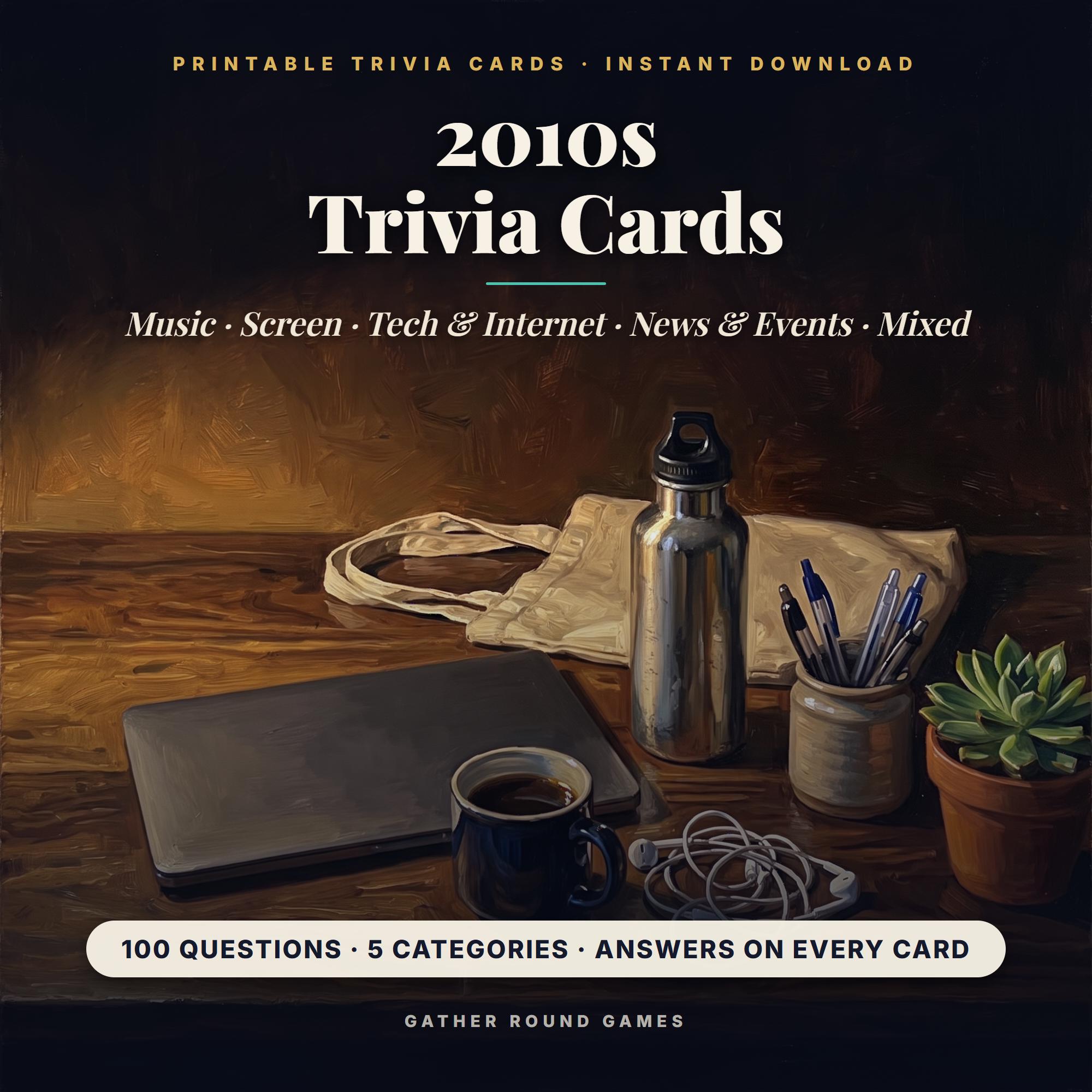 2010s Trivia Cards Printable