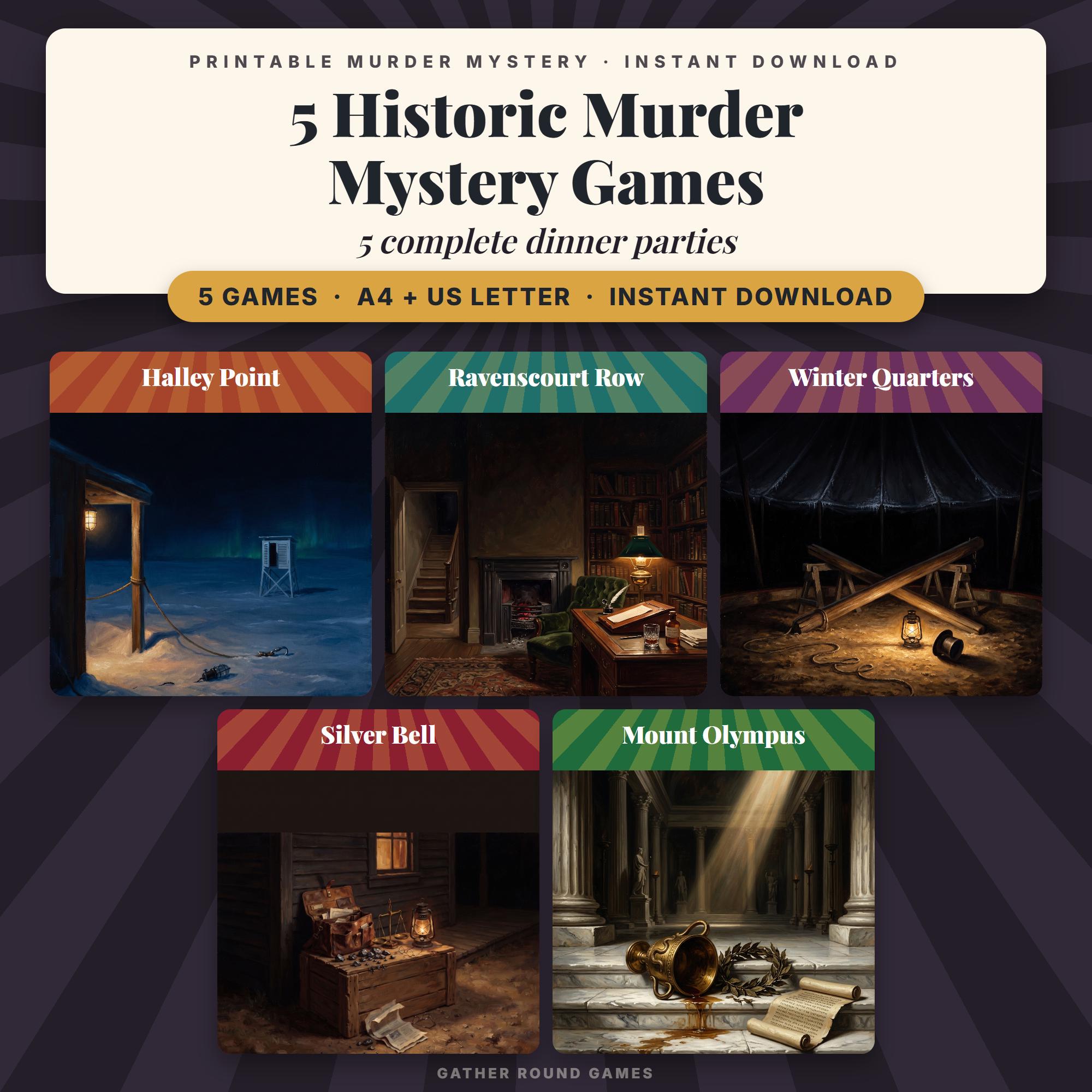 5 Historic Murder Mystery Party Games Bundle