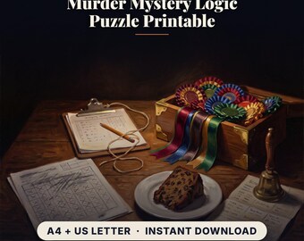 Murder Mystery Logic Puzzle Printable | Who Killed the Judge, 2400 Suspects, Village Show
