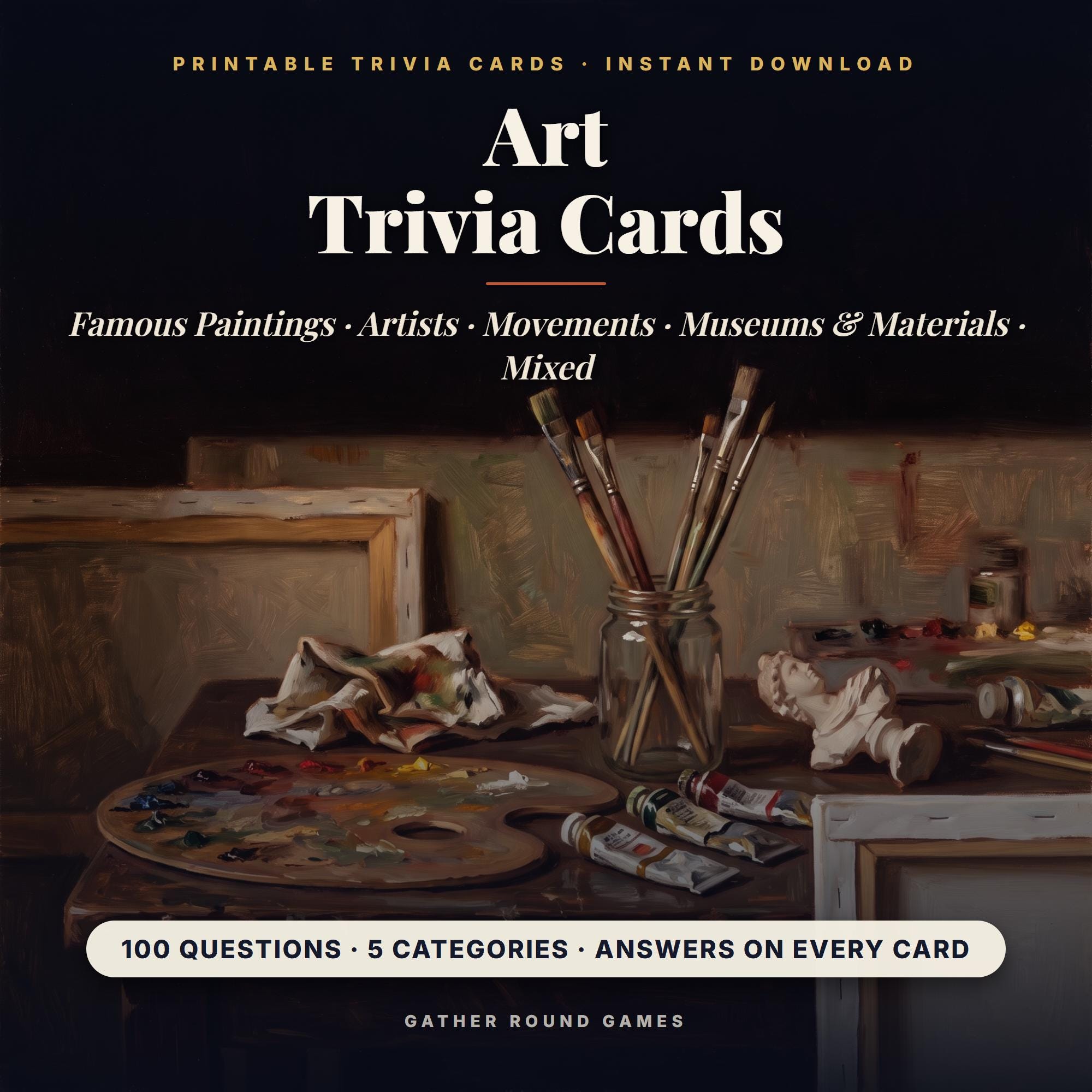 Art Trivia Cards Printable