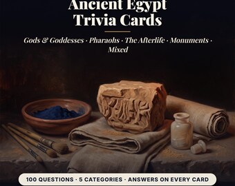 Ancient Egypt Trivia Cards Printable, 100 Quiz Questions in 5 Categories, Classroom History Game, Homeschool Activity