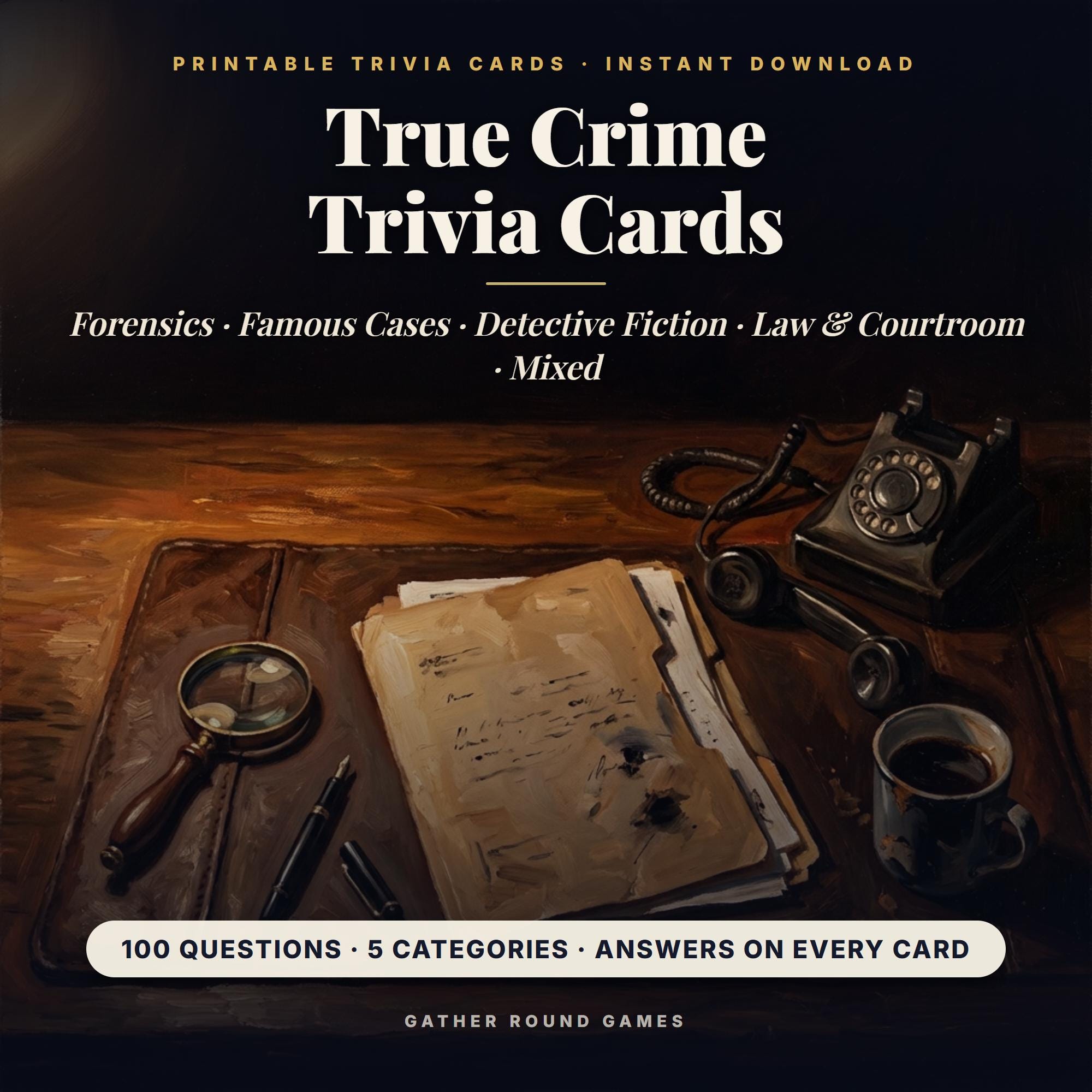 True Crime Trivia Cards Printable