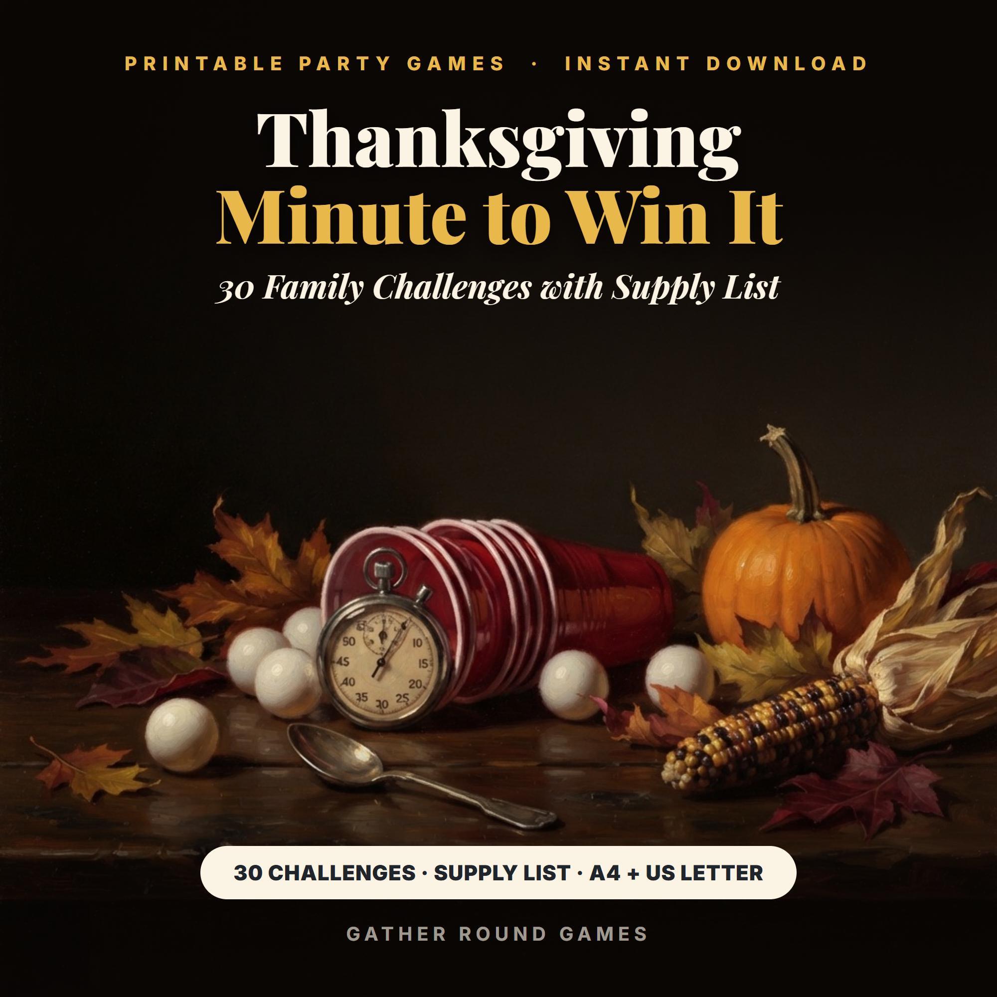 Thanksgiving Minute to Win It Games Printable
