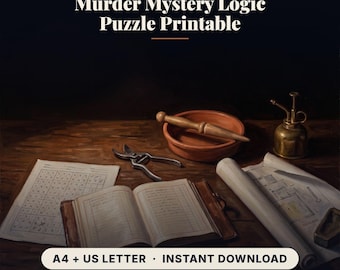 Murder Mystery Logic Puzzle Printable | Who Killed the Gardener, 2400 Suspects, Country House