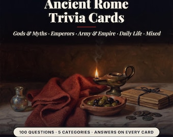 Ancient Rome Trivia Cards Printable, 100 Quiz Questions in 5 Categories, Classroom History Game, Homeschool Activity