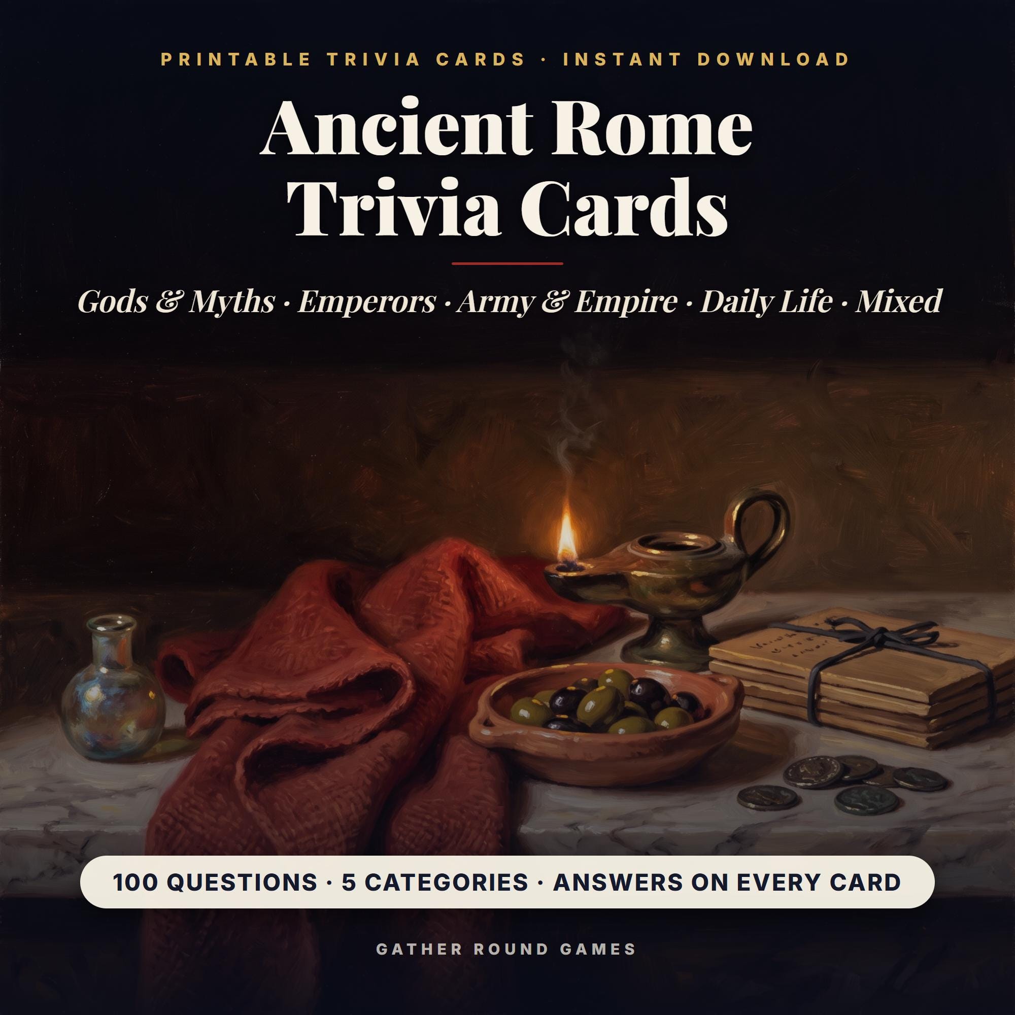 Ancient Rome Trivia Cards Printable