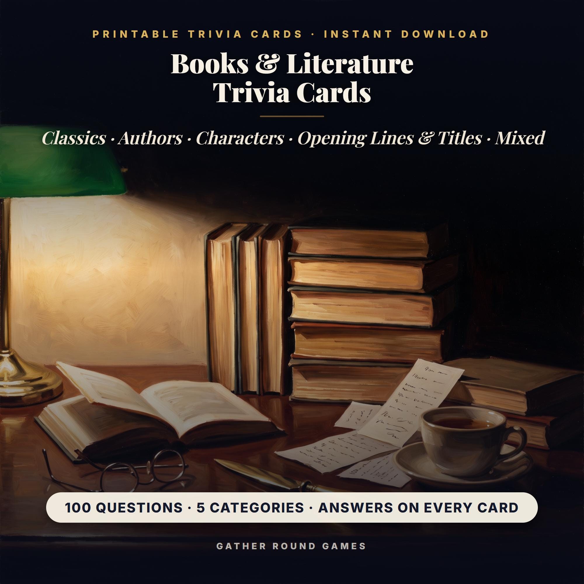 Book Trivia Cards Printable