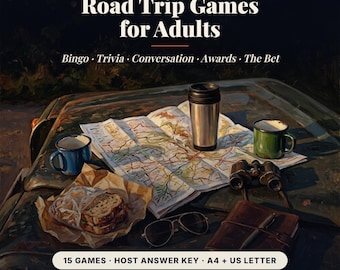 Road Trip Games for Adults Printable, 15 Car Activities with Answer Key, Couples Travel Game, Long Drive Game Pack